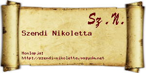 Szendi Nikoletta névjegykártya